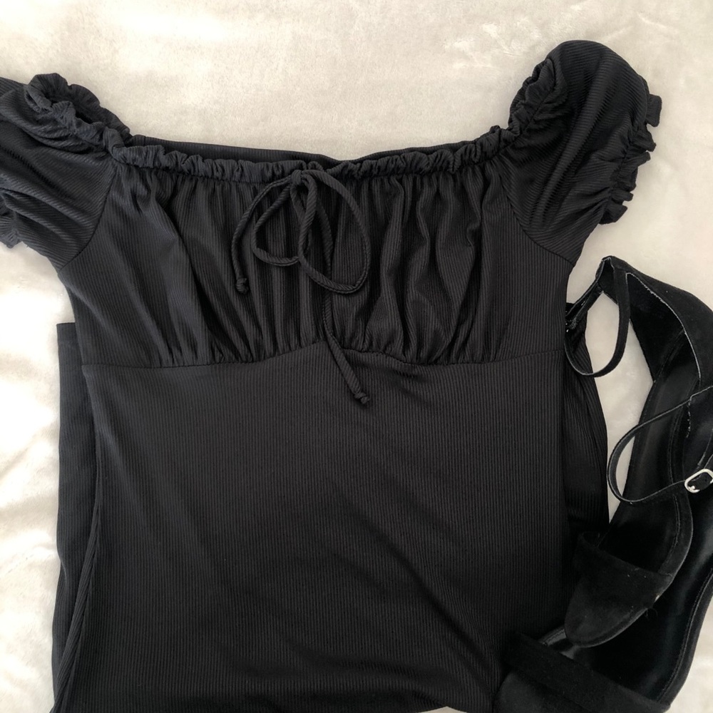Tie front ribbed bustier dress